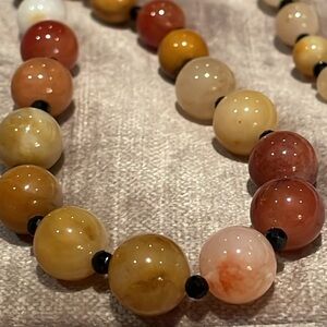 Genuine Honey Quartz & Thai Black Spinel Necklace 190 kts Sterling Silver 925